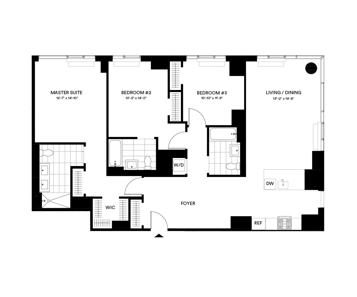 3D floor plan image for apartment 2-PH2-D at Jackson Park