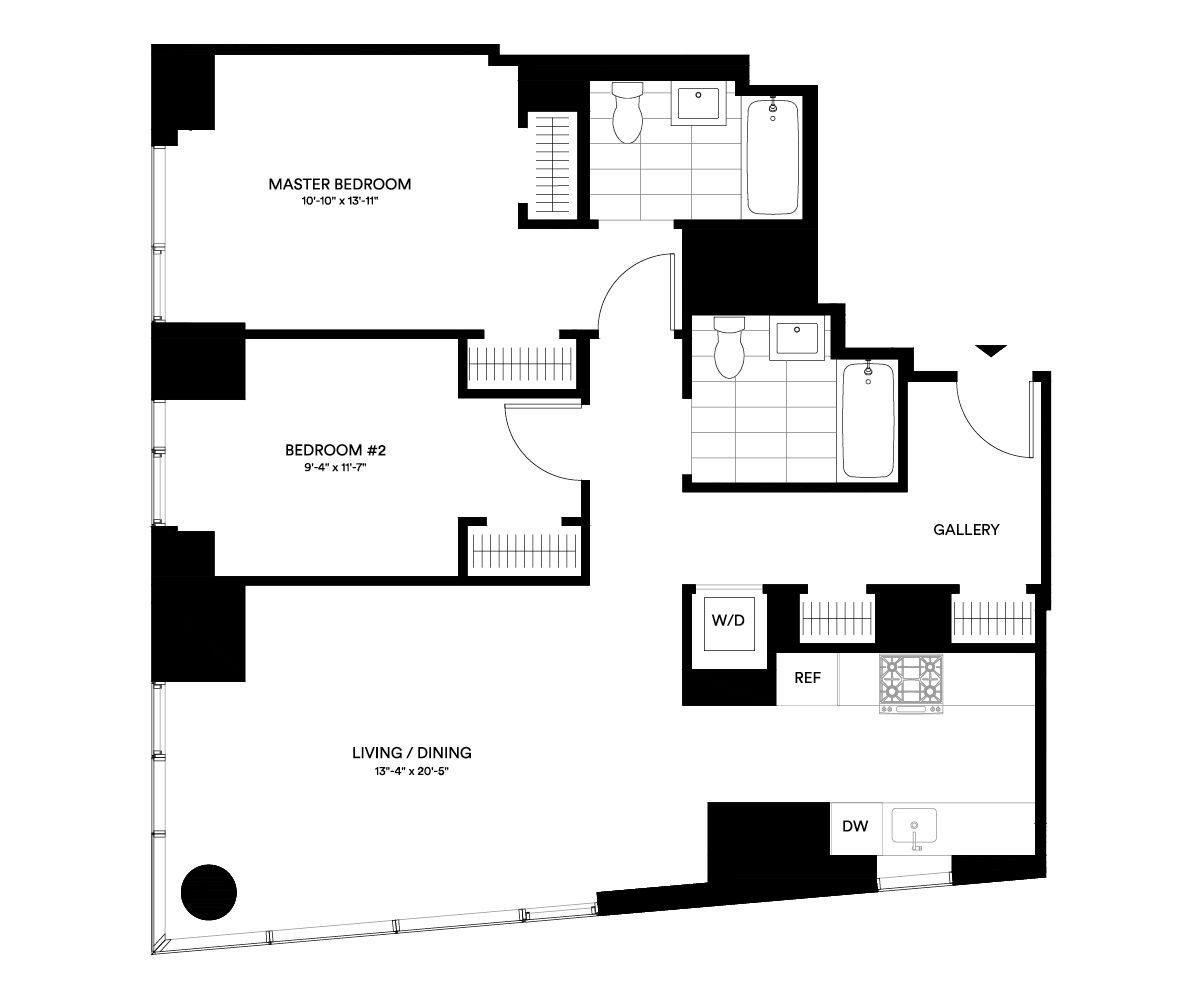 3D floor plan image for apartment 1-PH4-E at Jackson Park