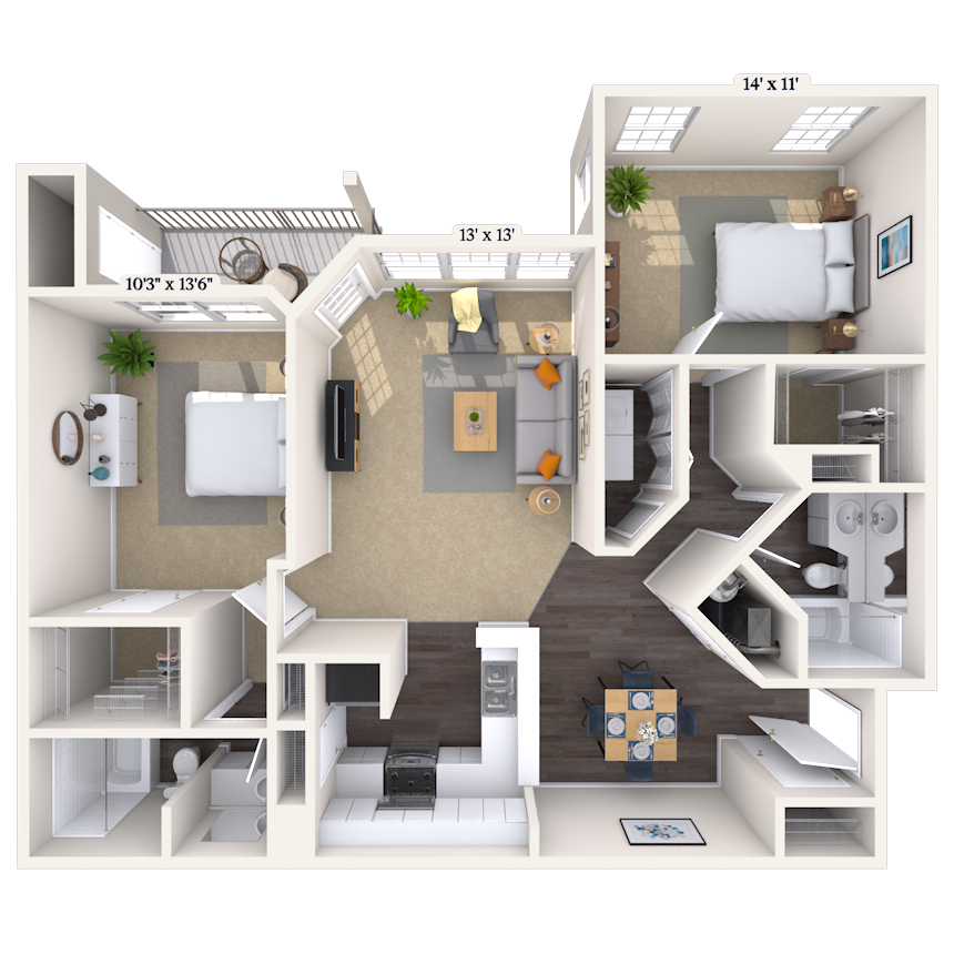 Floorplan image of unit 2104