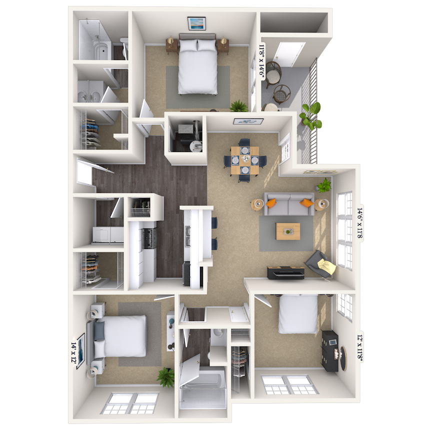 Floorplan image of unit 1412