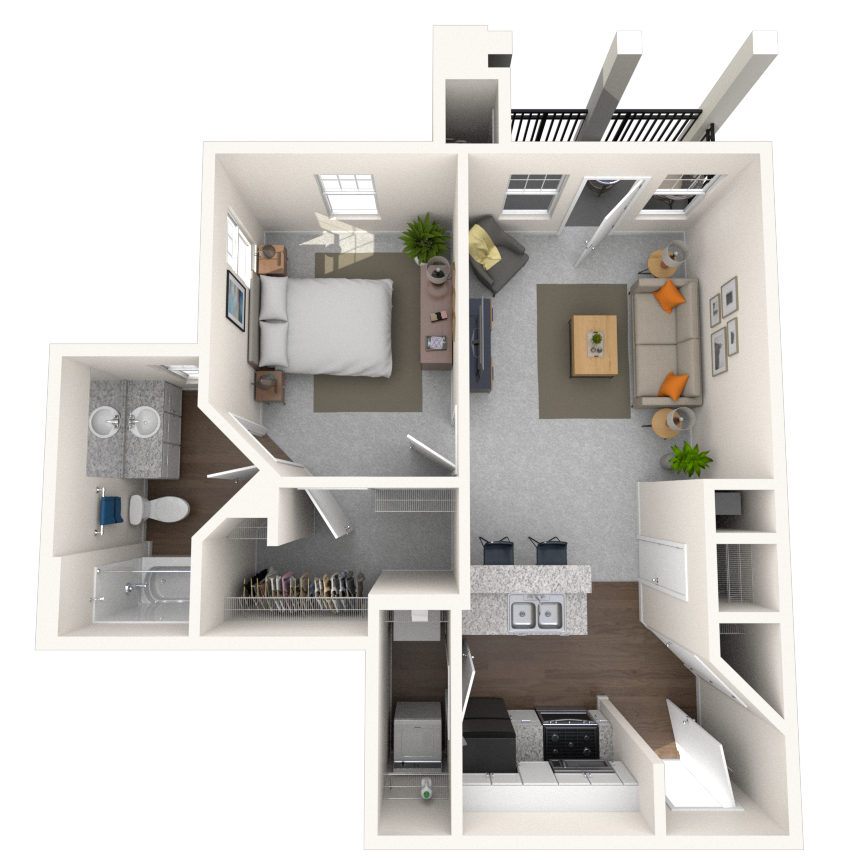 Floorplan image of unit 107