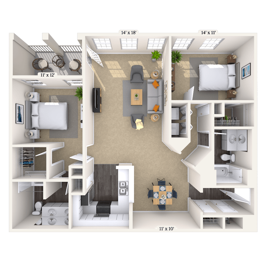 Floorplan image of unit 1143