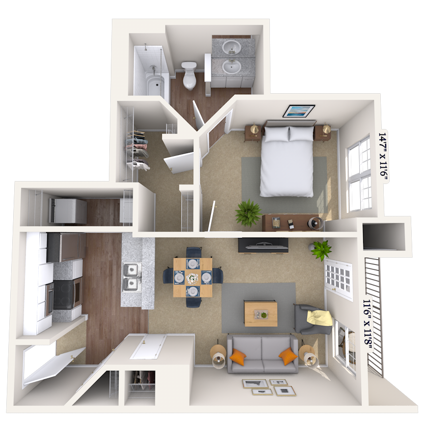 Floorplan image of unit 517
