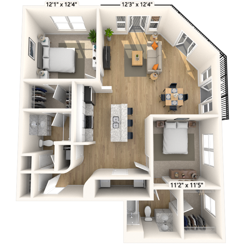 Floorplan image of unit 1214P3