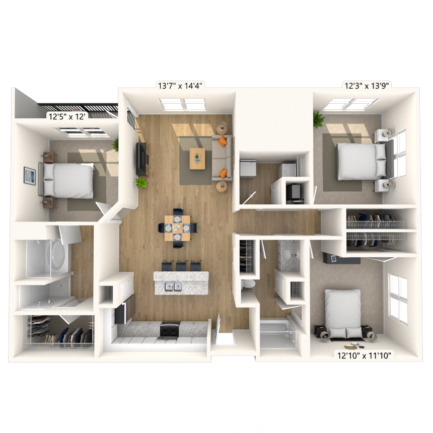 Floorplan image of unit 3116P3