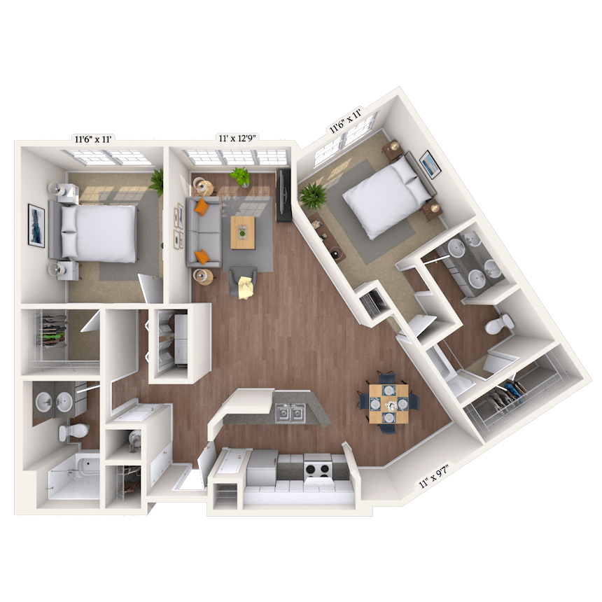 Floorplan image of unit 1208