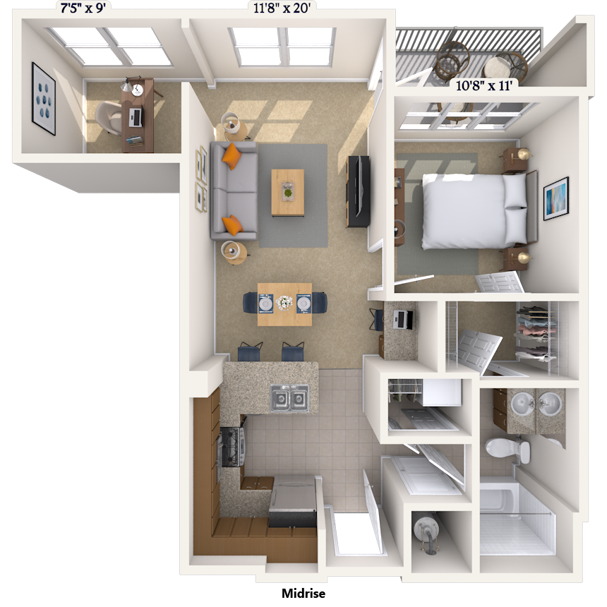 Floorplan image of unit 521