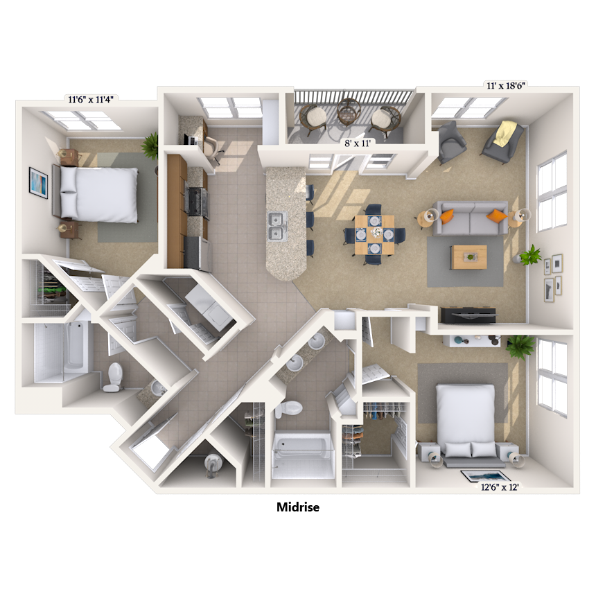 Floorplan image of unit 622
