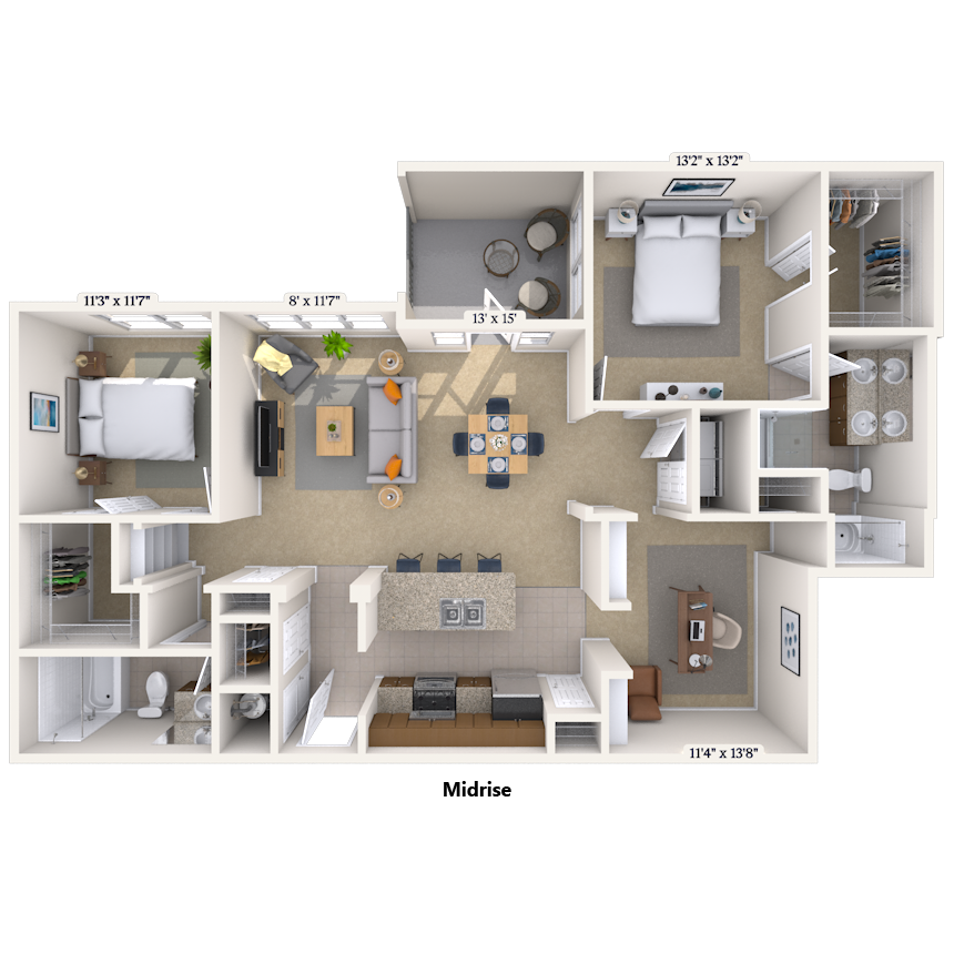 Floorplan image of unit 307