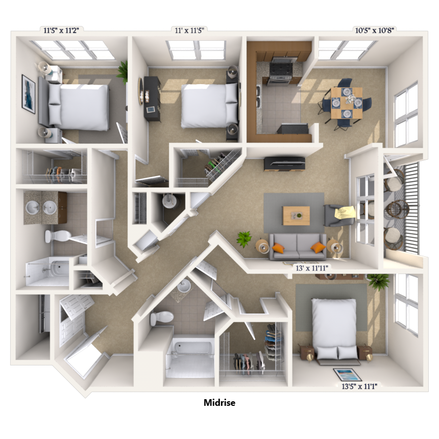 Floorplan image of unit 544