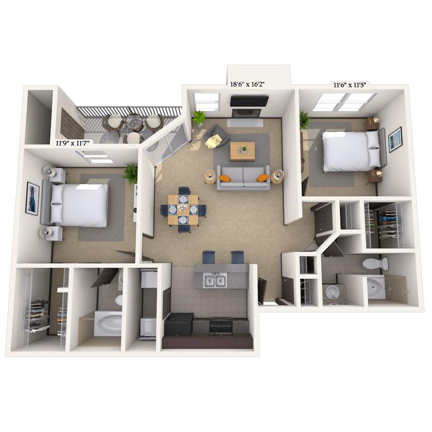 Floorplan image of unit 114B1525