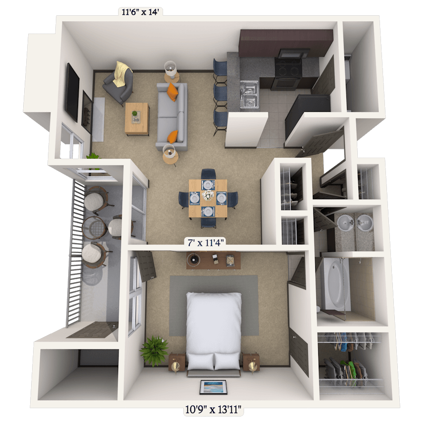 Floorplan image of unit 143B1500