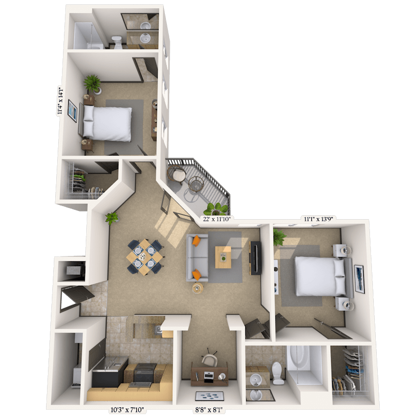 Floorplan image of unit 2107