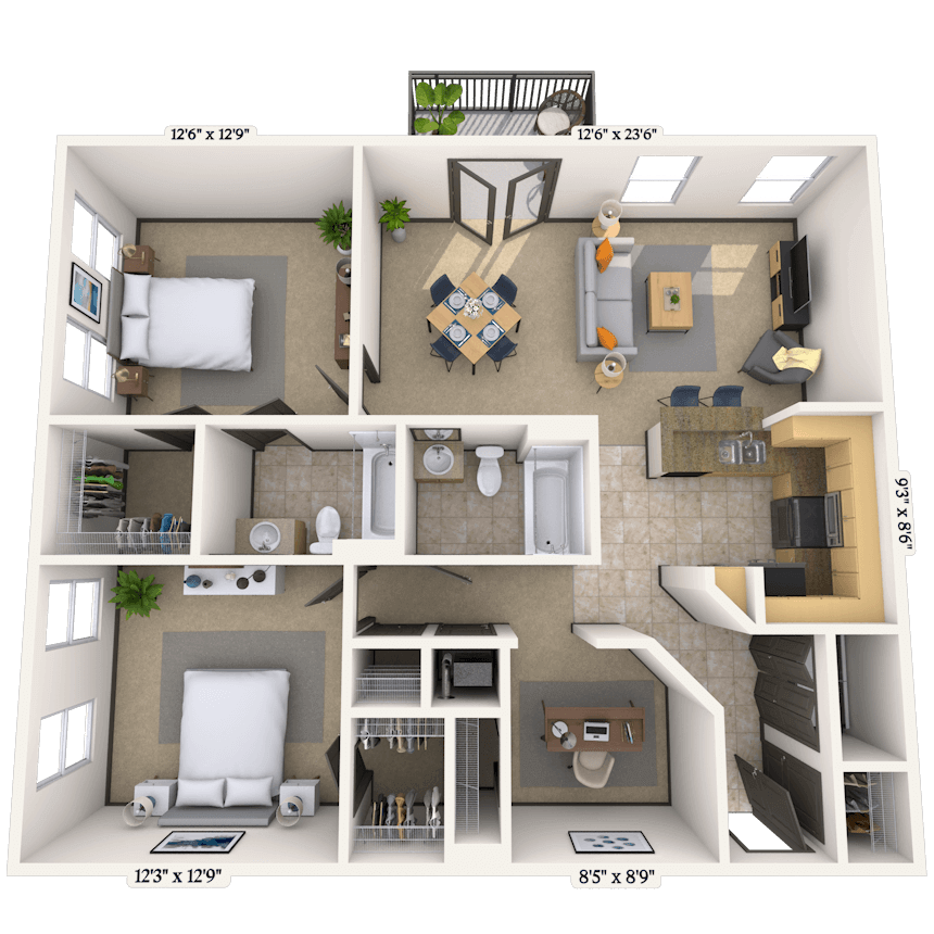 Floorplan image of unit 2302