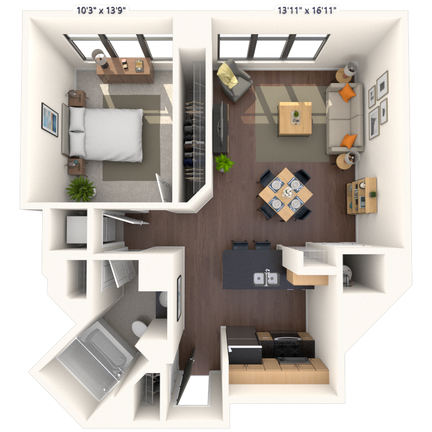 Floorplan image of unit 701HL1
