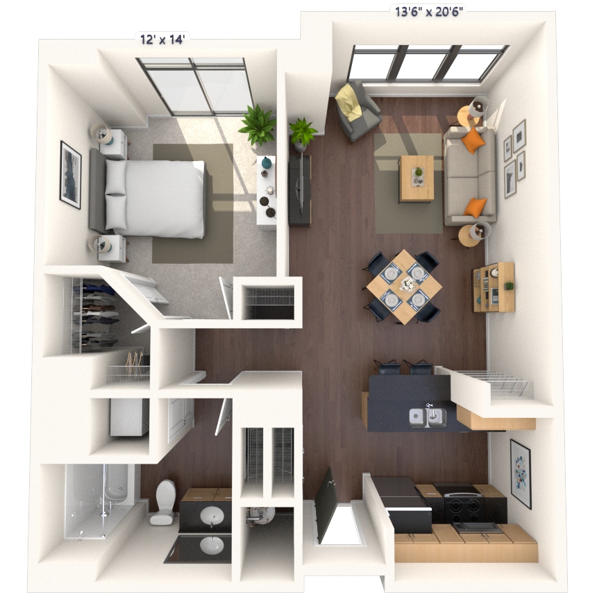Floorplan image of unit 206HL1