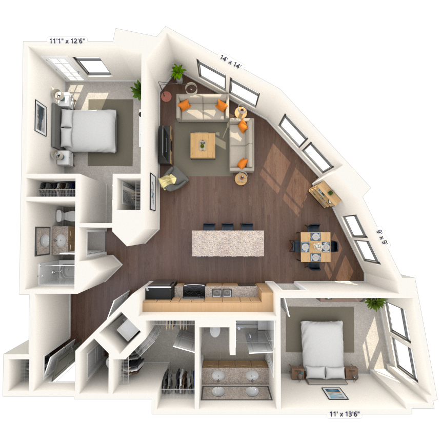 Floorplan image of unit 712HL2