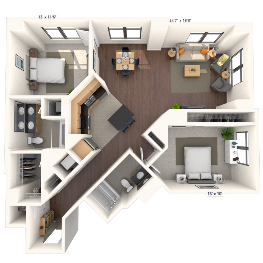 Floorplan image of unit 302HL1