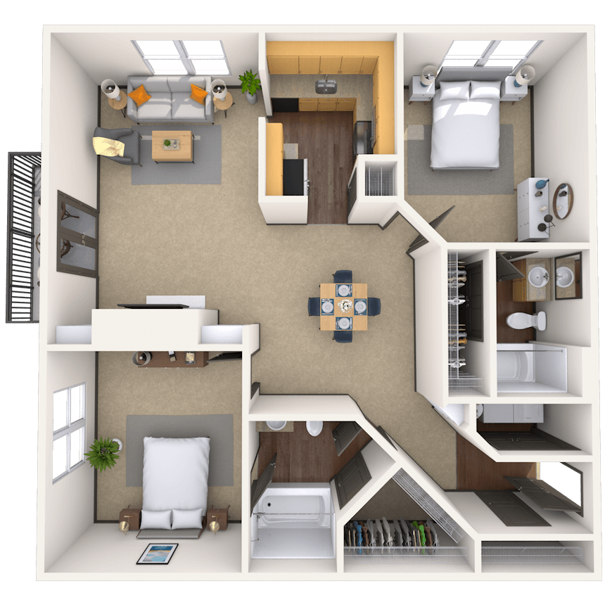 Floorplan image of unit 2305