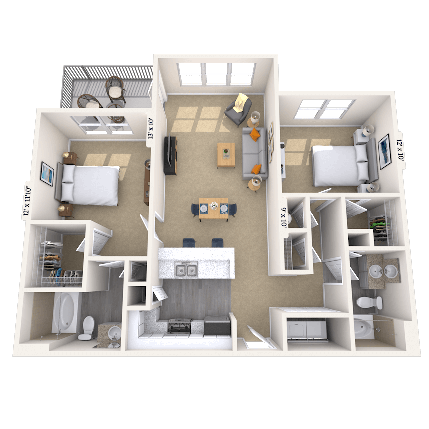 Floorplan image of unit 1306