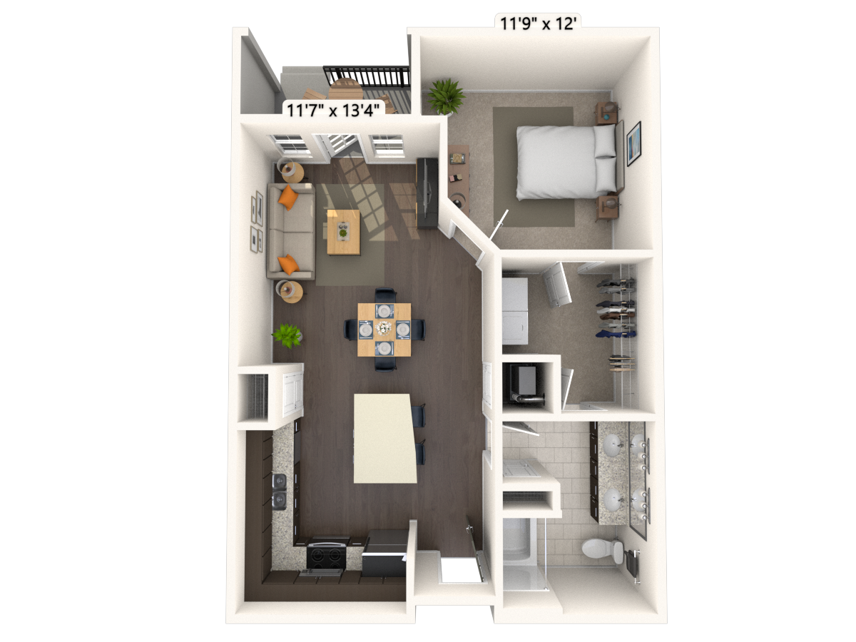 Floorplan image of unit 424