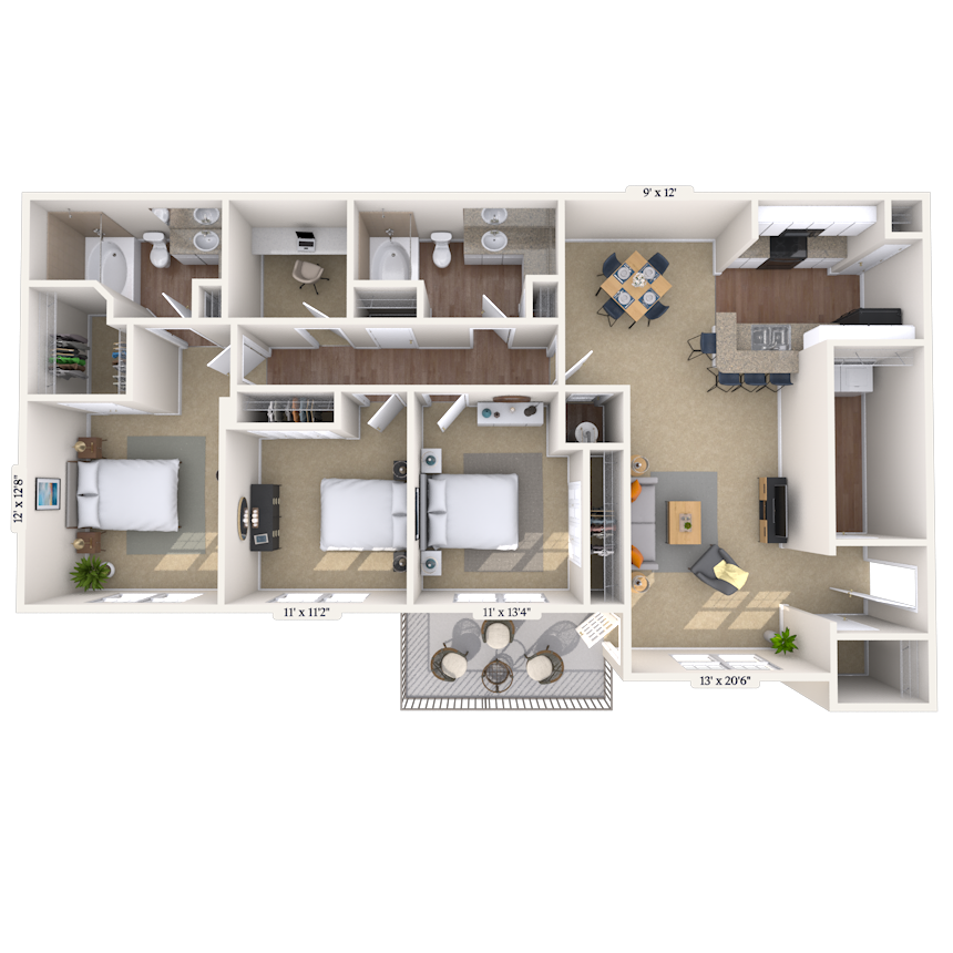 Floorplan image of unit 01225
