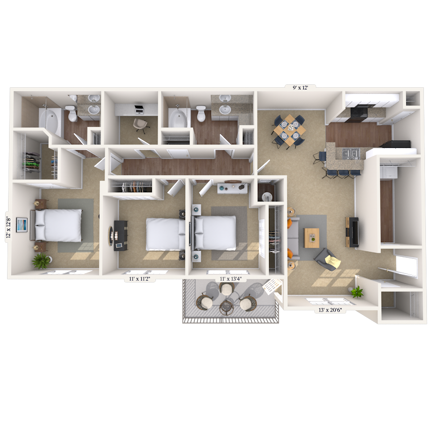 Floorplan image of unit 01736