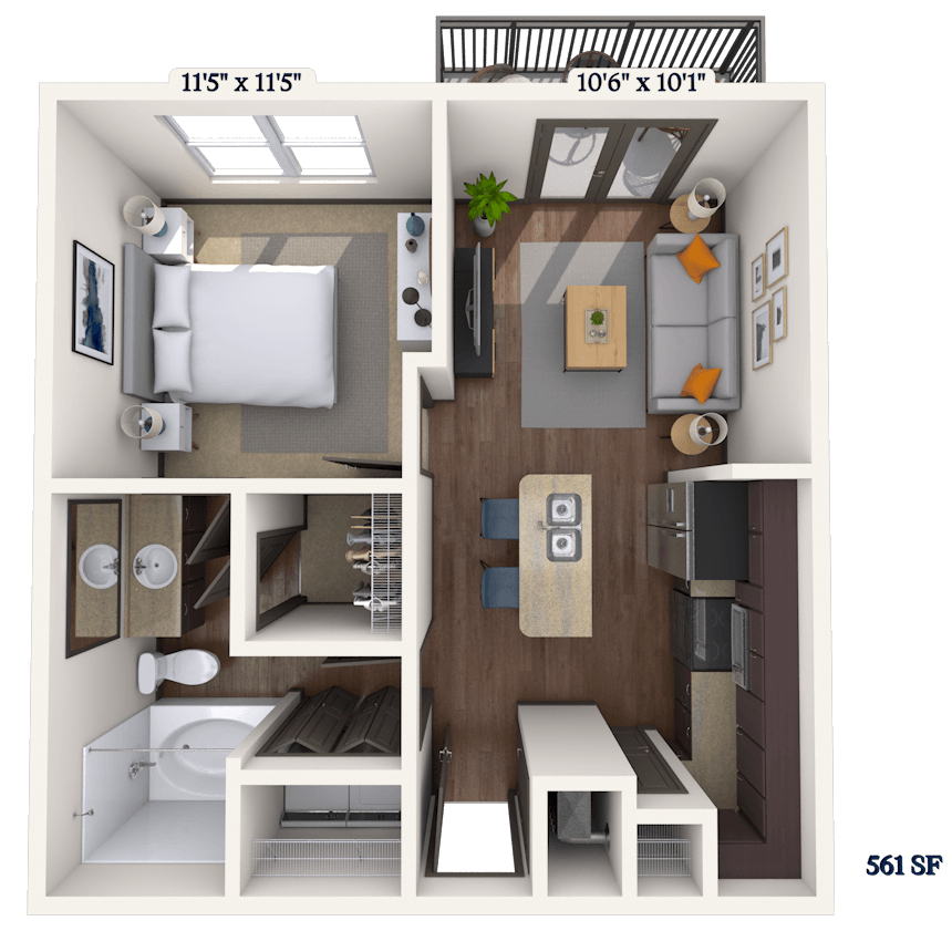 Floorplan image of unit 3417