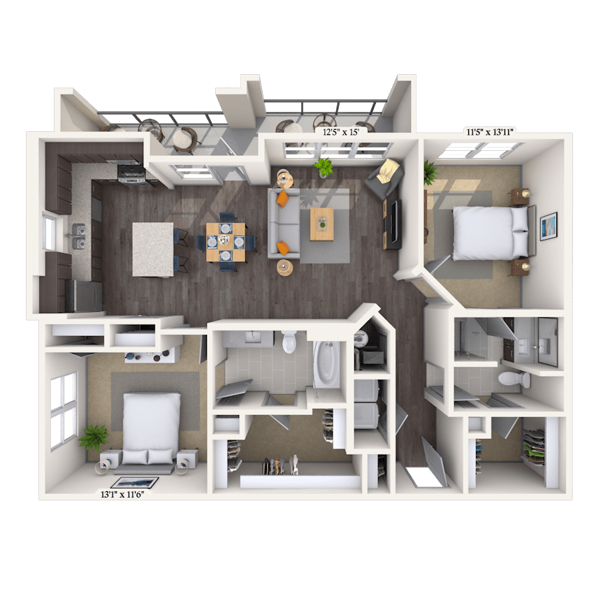 Floorplan image of unit 2318