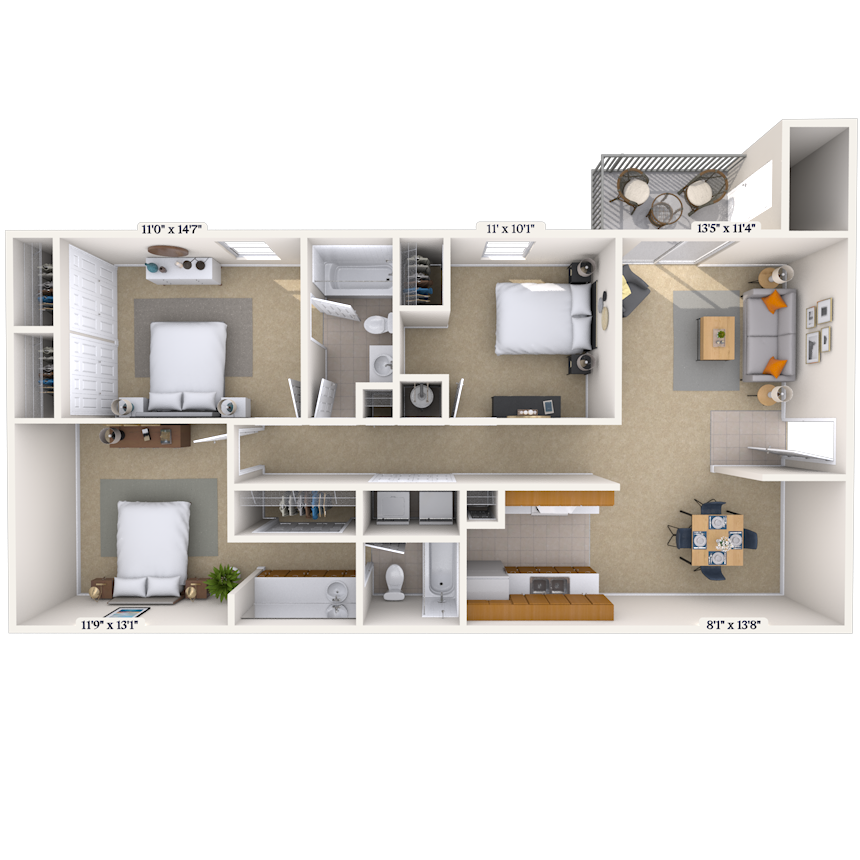 Floorplan image of unit 01117
