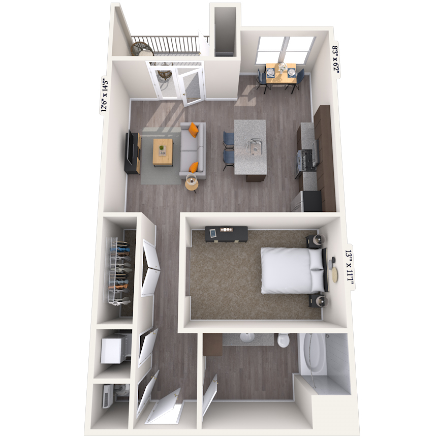 Floorplan image of unit 1305