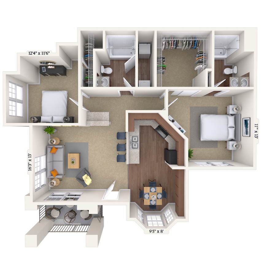 Floorplan image of unit 002074