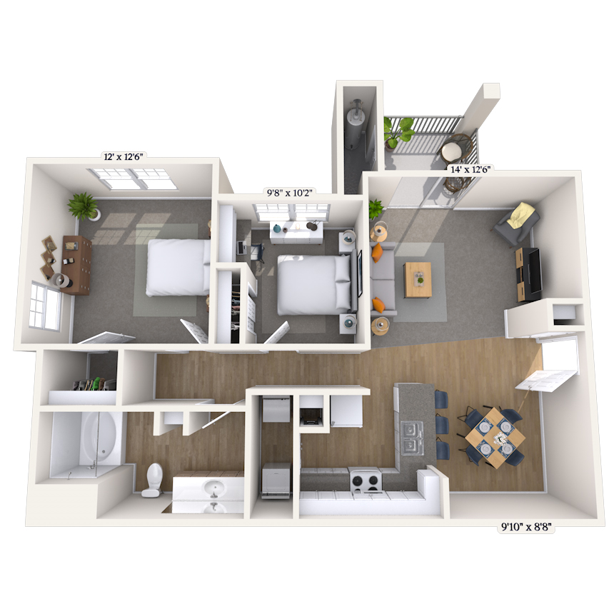 Floorplan image of unit 1332