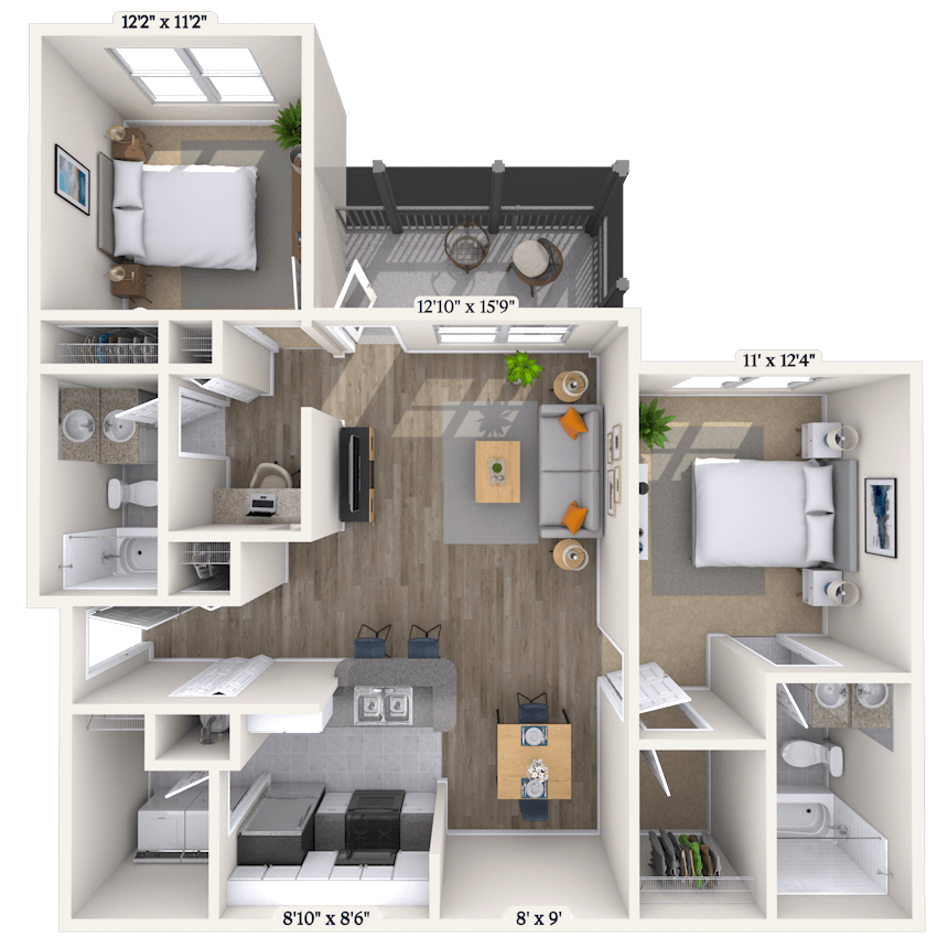 Floorplan image of unit 0110-205