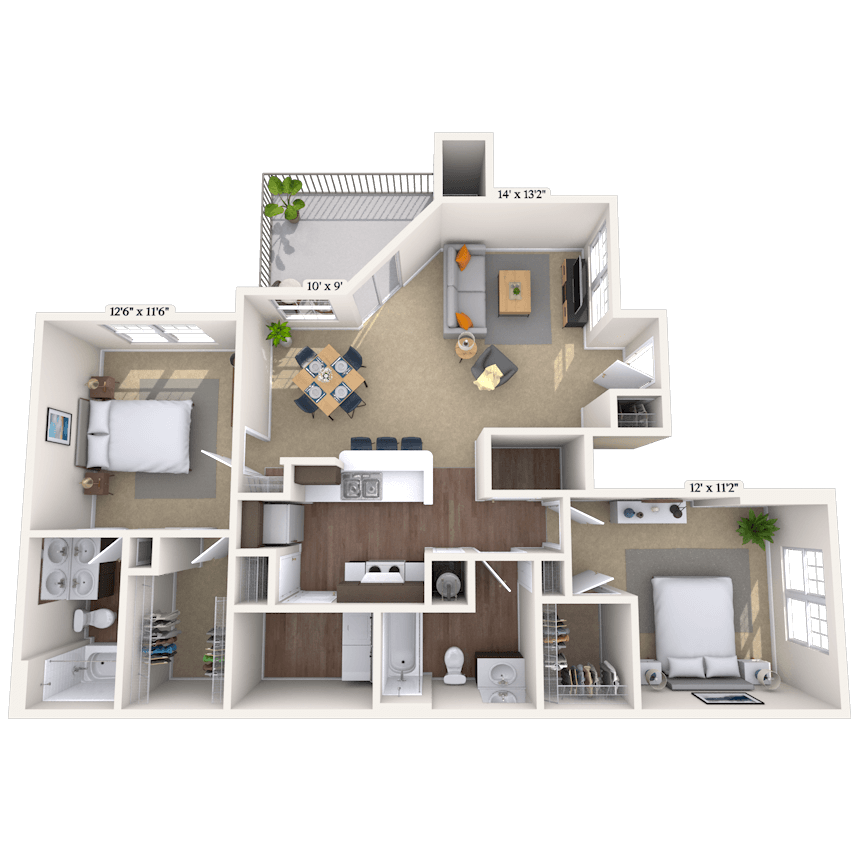 Floorplan image of unit 0104-206