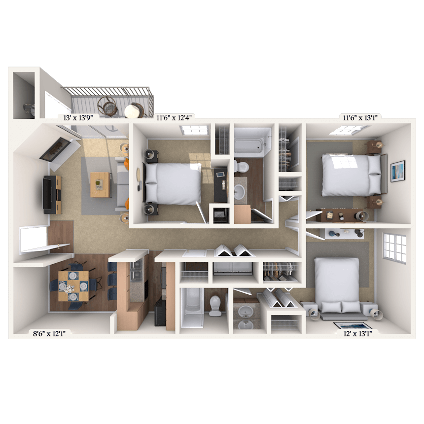 Floorplan image of unit 01144