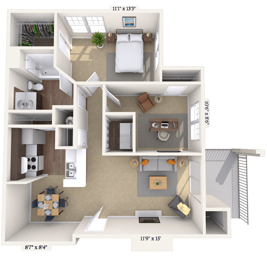Floorplan image of unit 0107-207