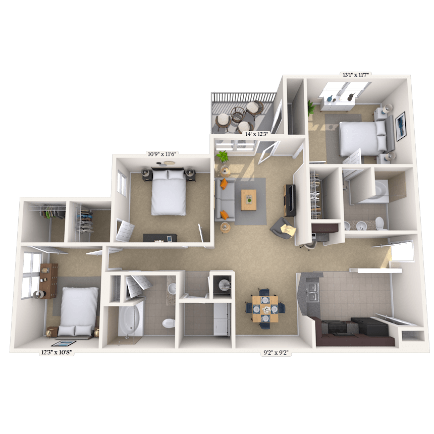 Floorplan image of unit 07302