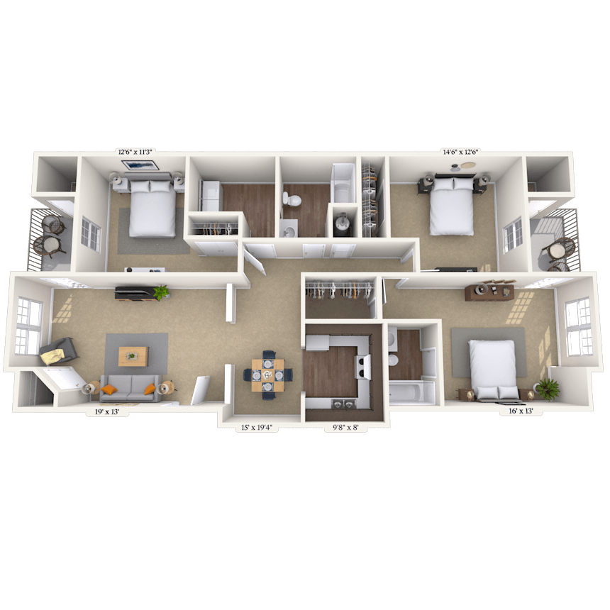 Floorplan image of unit 008907N