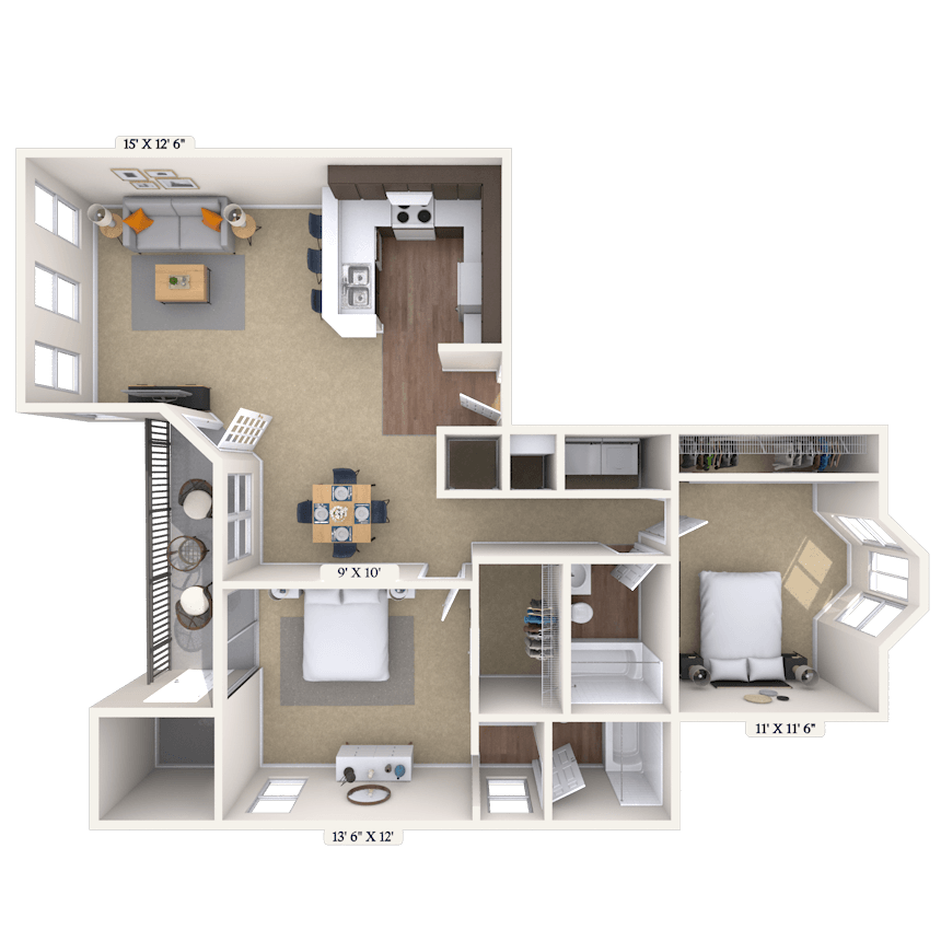 Floorplan image of unit 201527B