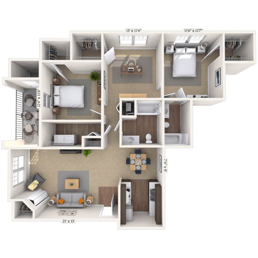 Floorplan image of unit 22307