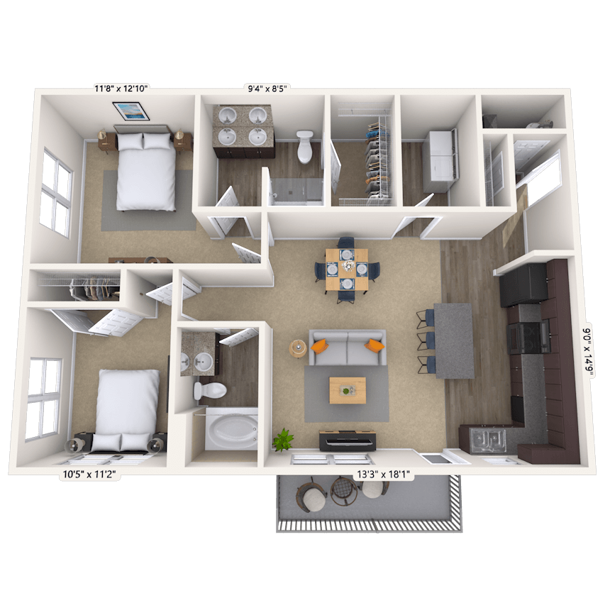 Floorplan image of unit 06-206