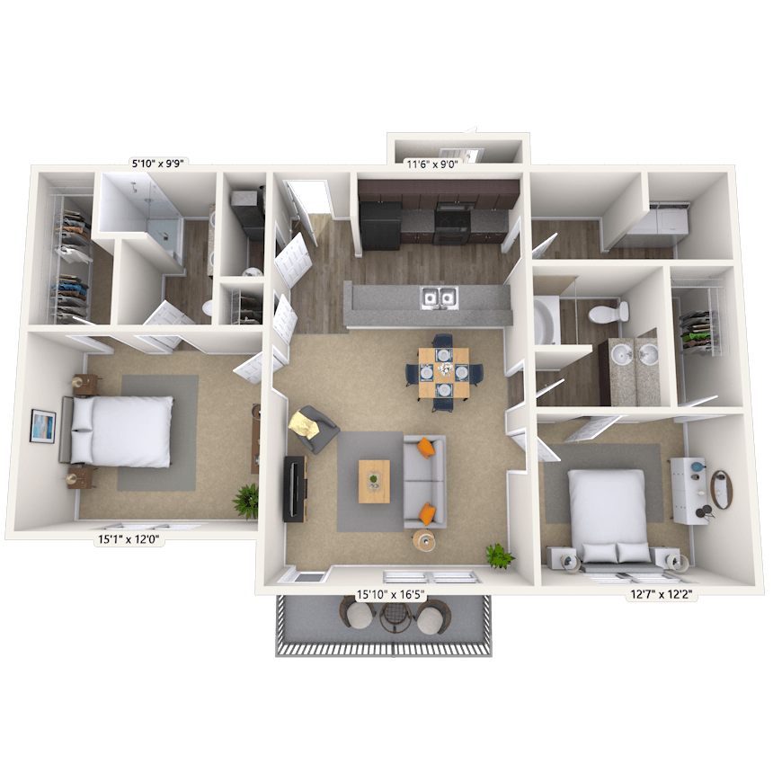 Floorplan image of unit 13-208