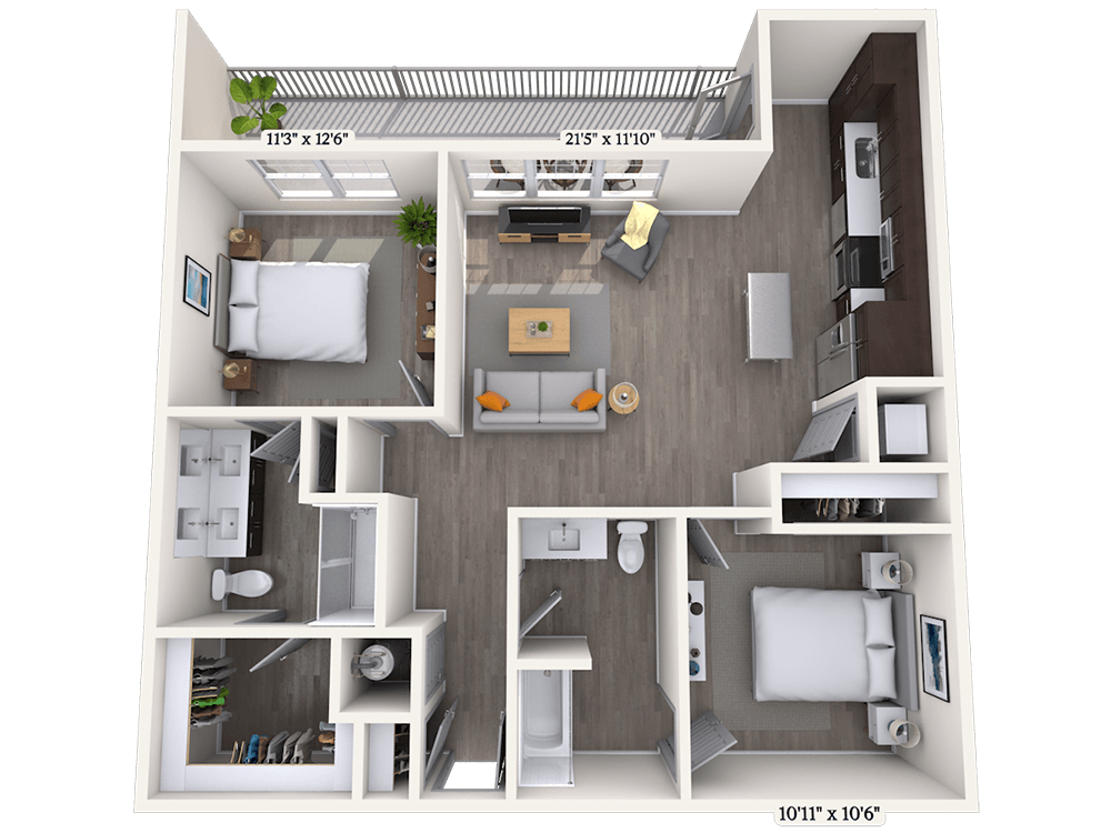 Floorplan image of unit 628