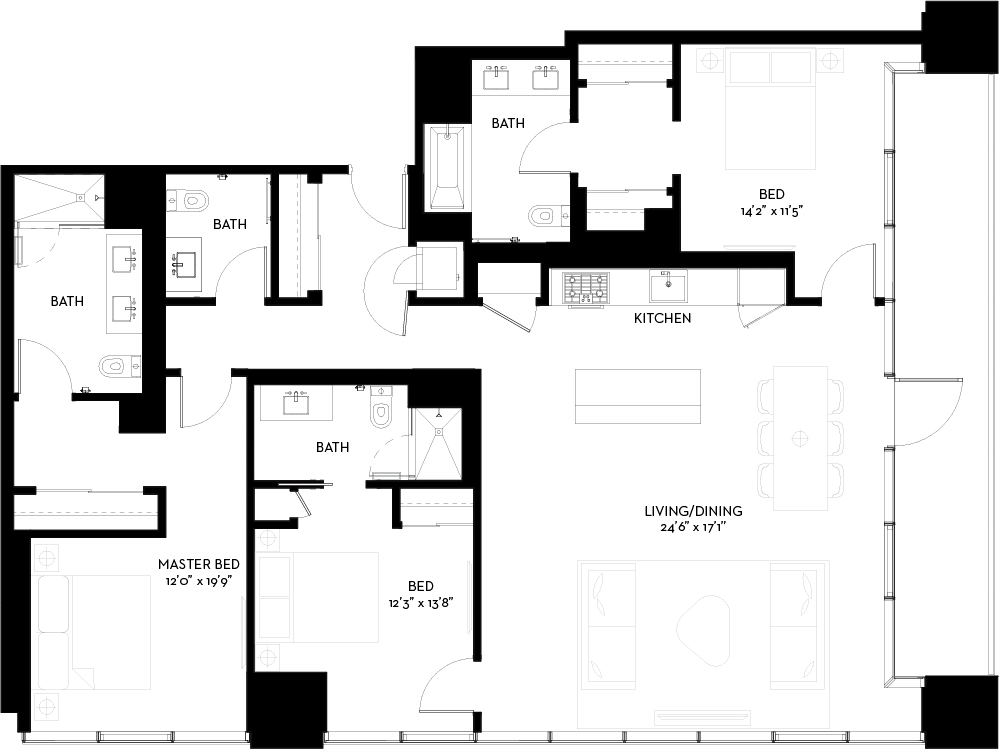 Downtown Chicago 1-, 2-, 3-Bedroom Apartments for Rent | Availability