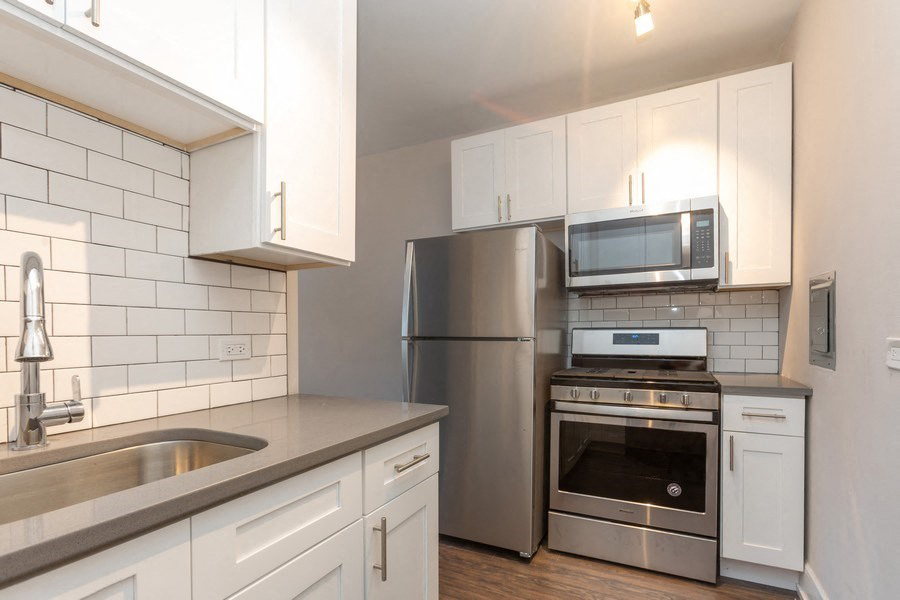 renovated kitchen stainless steel appliances modern kitchen apartments hyde park chicago