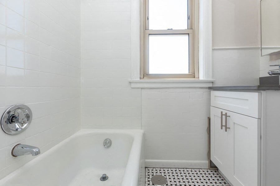 updated bathroom in chicago apartment hyde park