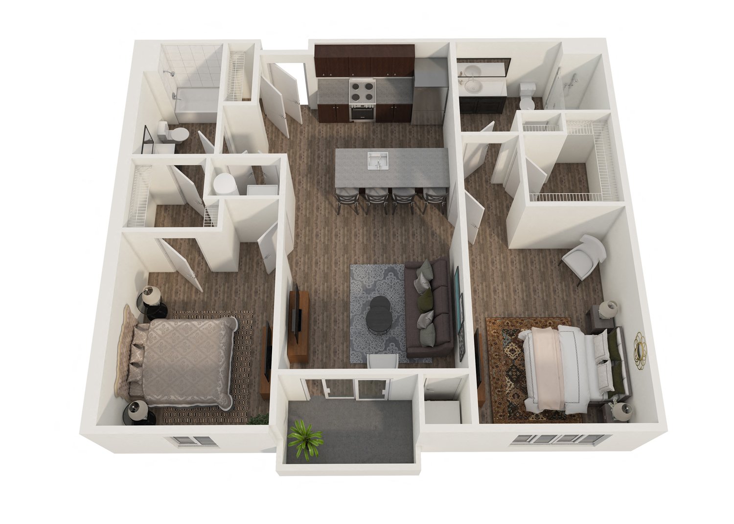 2 Bedroom Apartment Oak 1075 Square Feet