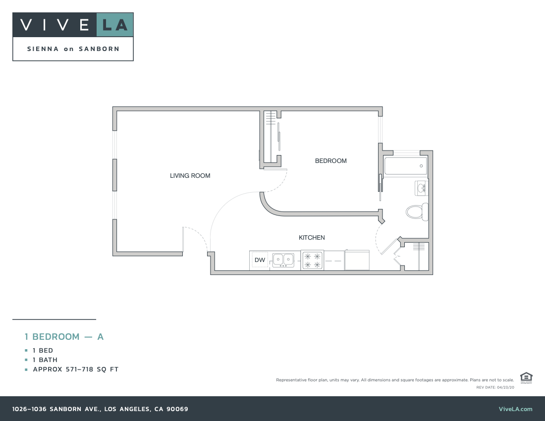 The floor plan for unit B201